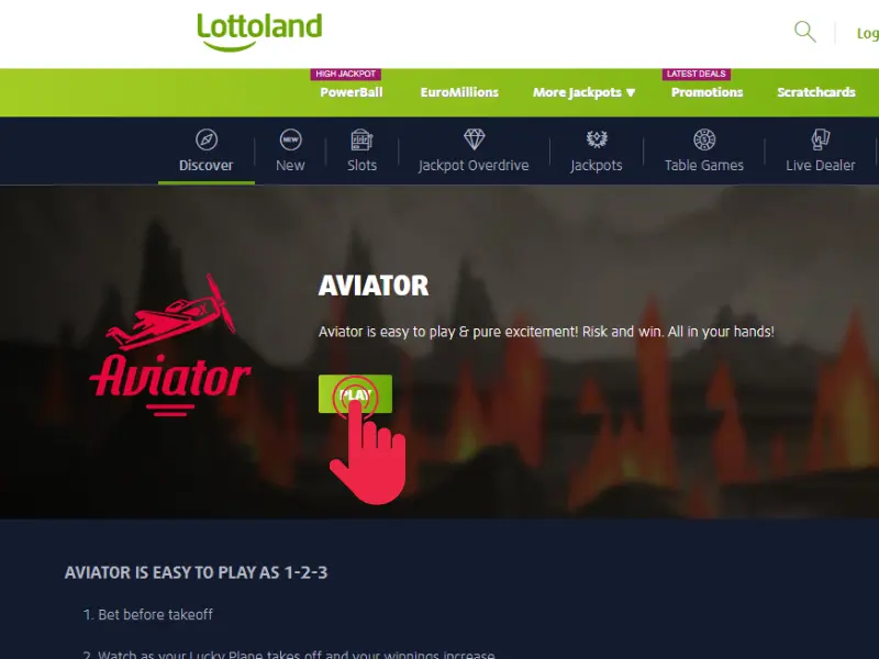 Lottoland casino'nun Aviator oyunu