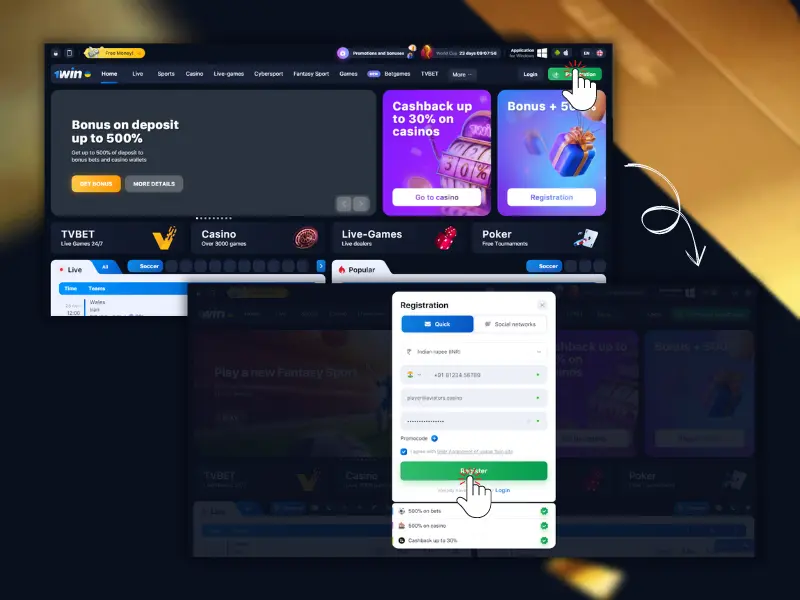 1win Casino Sign-up Process
